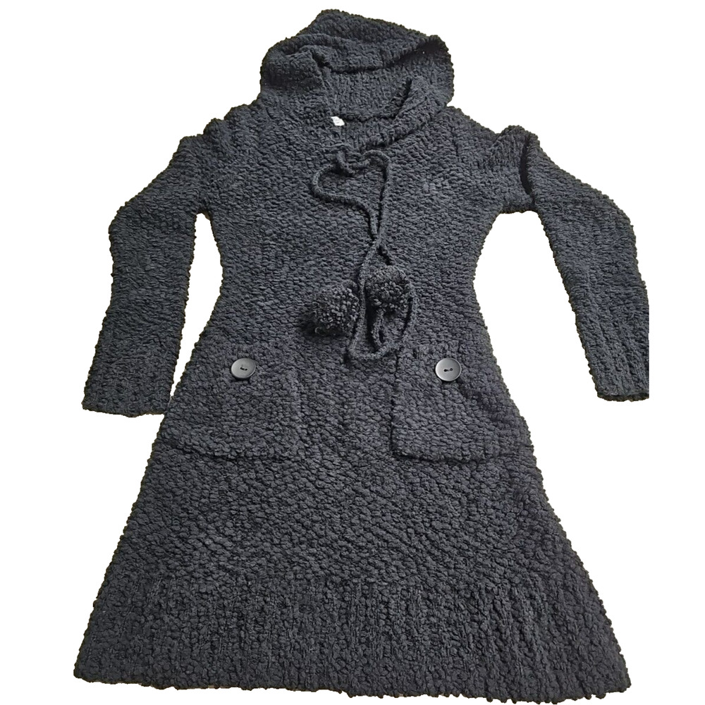 Papillon Size XS Popcorn Knit Sweater Dress Hooded Witchy Grunge Goblincore